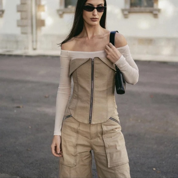 NWT Zara topstitched zipper bustier XS - Picture 5 of 15